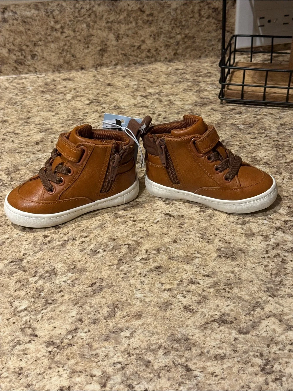 Cat & Jack Toddler Aidan Brown Side Zip Sneaker Boots Size 5 New